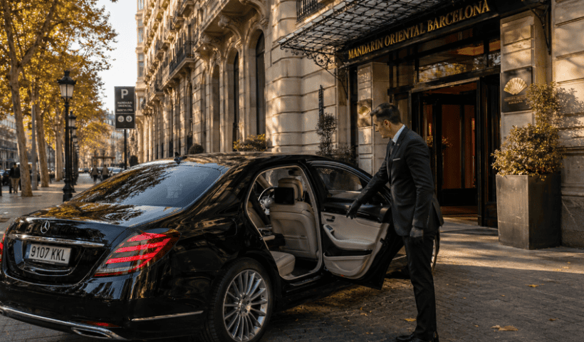 Chófer privado en Barcelona junto a un vehículo premium