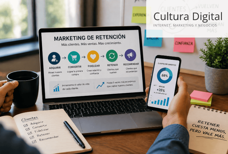 Marketing de retención con análisis de clientes recurrentes y crecimiento de ventas.