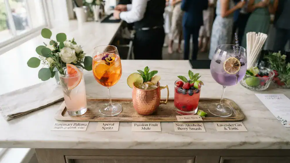 Selección de cócteles para una carta de boda