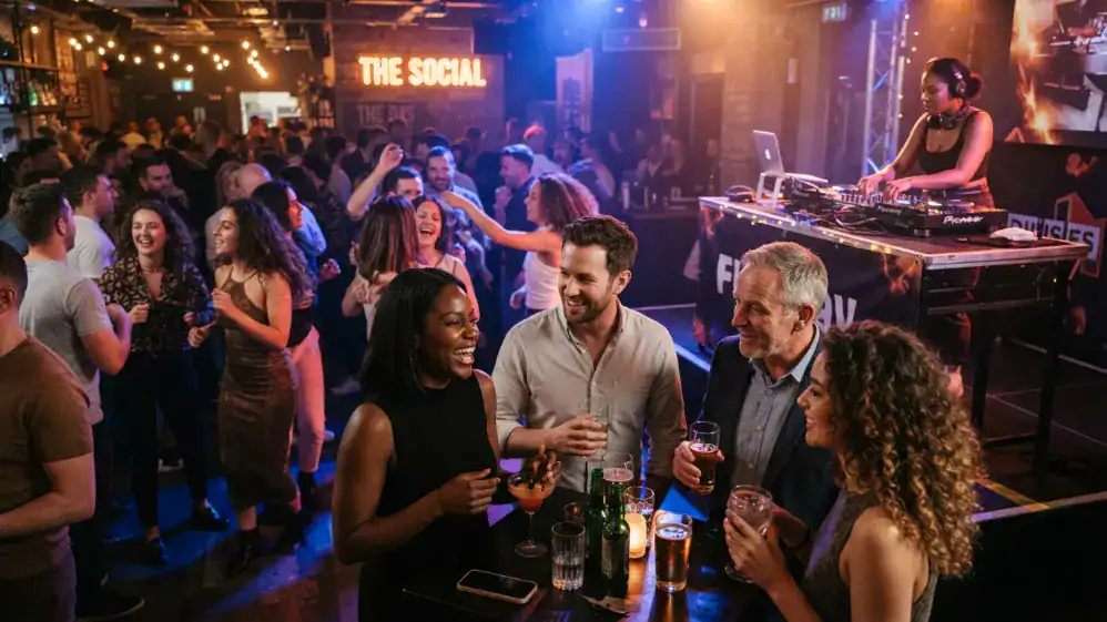 Selección de mocktails y cócteles sin alcohol servidos en una barra para eventos