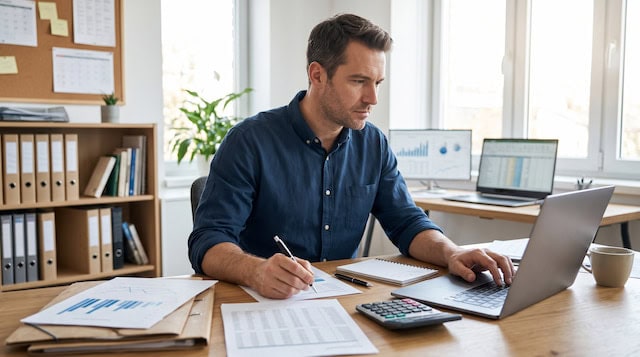 Responsable de una pyme revisando sus indicadores financieros